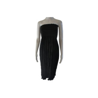 NUNO Japan Black Strapless Rayon Cotton Crepe Short Casual Dress NWT