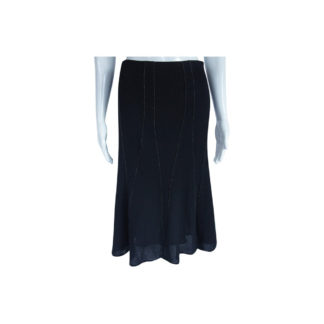 Philippe Adec Black Wool Silk-lined Trumpet Skirt