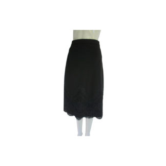 Peggy Jennings Black Lace Trim Scalloped Edge Wool Skirt