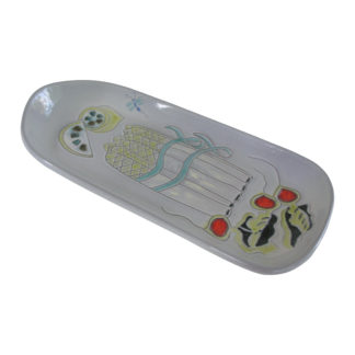 Mid-Century Modern Whimsical Asparagus Ceramic Platter by Sheldon Gants for Ceramic Art